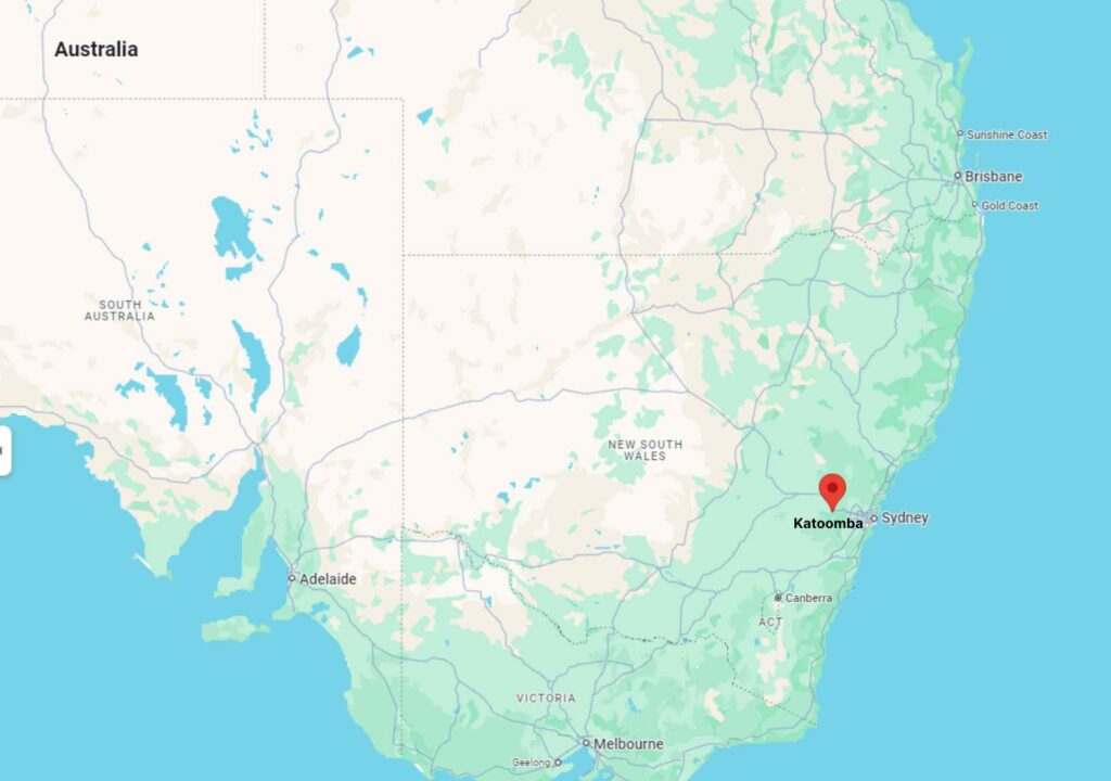 Map of southeastern Australia, showing the location of the Blue Mountains near Sydney.