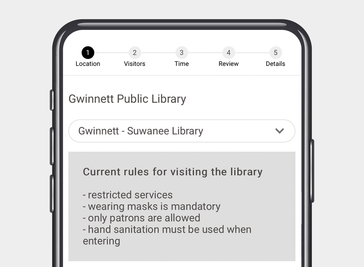 Library Reservations 5 Library reservation location selection