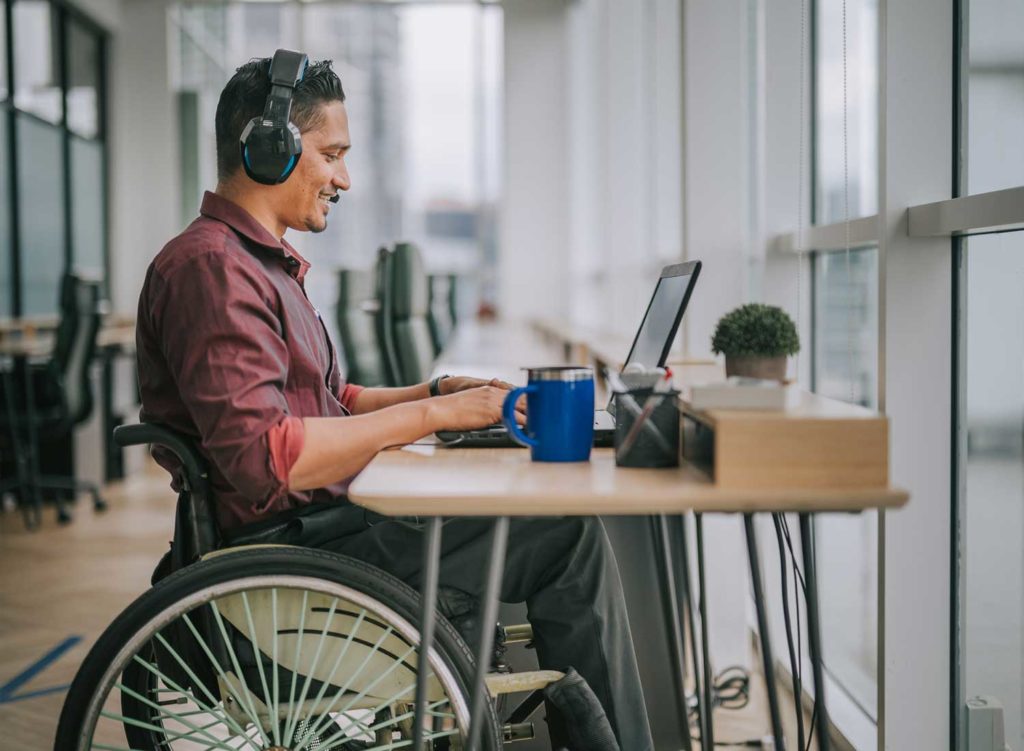 man online in library