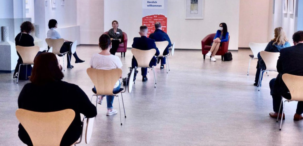 Birdseye view of eating area with restricted areas