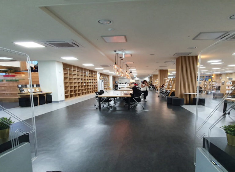 RFID security gate at entrance to okjeong kale library