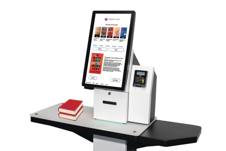 quickConnect™: The Most Comprehensive Self-Service Software for Libraries 4 selfCheck 3000 kiosk with quickConnect™ software displaying book recommendations by NoveList.