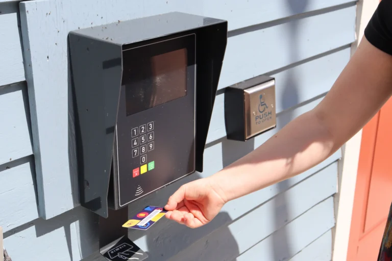 Self-Service Checkout 10 Person using open+ keypad to access Port Dalhousie Branch of St. Catharines Public Library